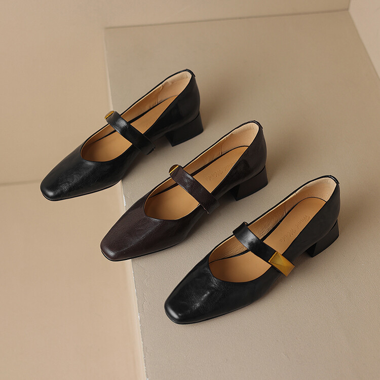 Minimalist Square Toe Chunky Heel Pumps - Style m.html